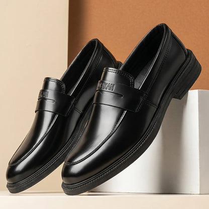Men's Black Round Toe Loafers - Breathable Soft Sole, All-Season