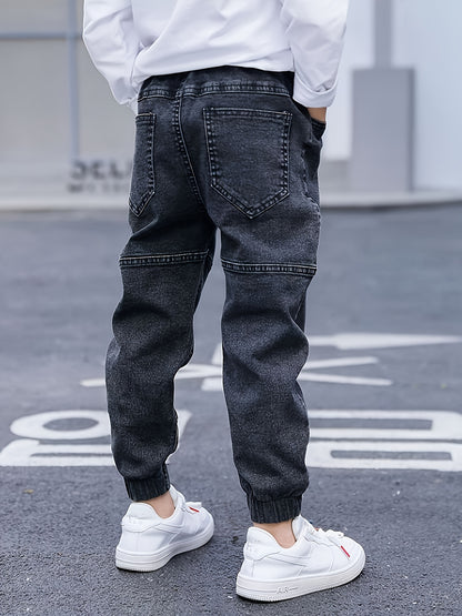 Boys' Casual Ribbed Cuff Denim Jeans for Spring/Fall