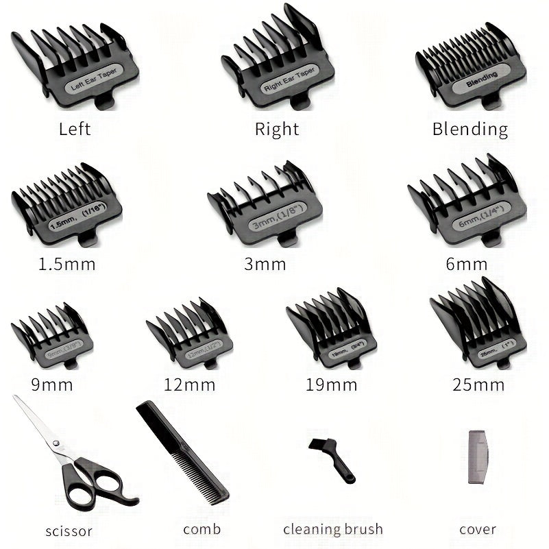 Hair Clippers for Men, Electric Hair Trimmer Clipper Home Haircut & Grooming Kit with 10 Guide Combs 1 Scissor 1 Comb