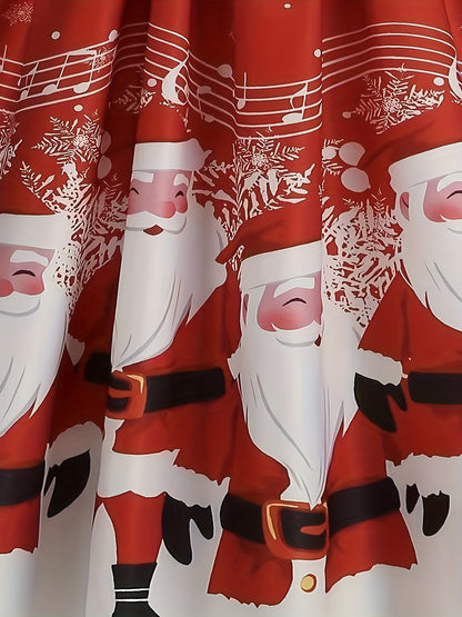 Elegant Christmas Santa Red Comfortable Zippered Long Dress | Draped, Crew Neck, Suitable for Fall/Winter.