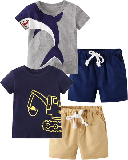 Toddler Boy Summer Shirt and Shorts Set for Ages 2-7