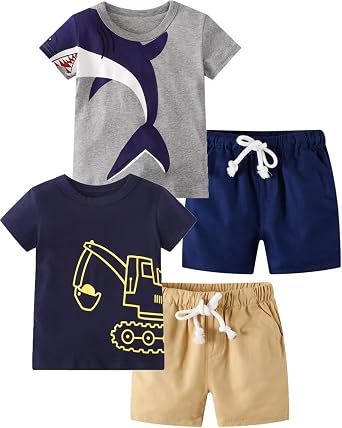 Toddler Boy Summer Shirt and Shorts Set for Ages 2-7