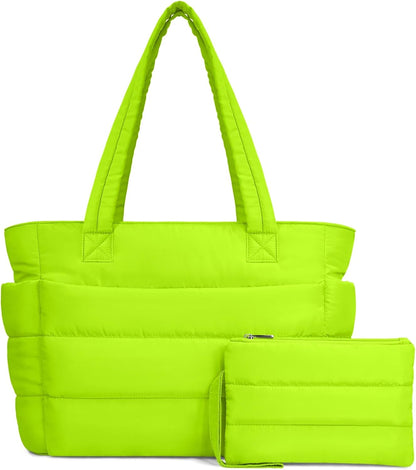 Lightweight Quilted Puffer Tote Bag for Women, Travel & Work