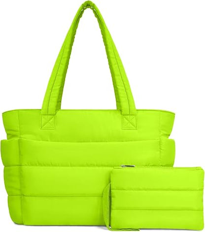 Lightweight Quilted Puffer Tote Bag for Women, Travel & Work