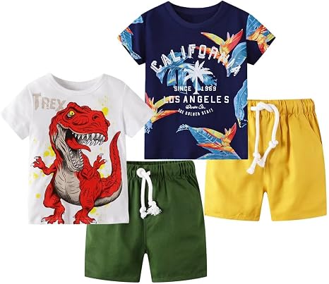 Toddler Boy Summer Shirt and Shorts Set for Ages 2-7