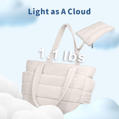 Lightweight Quilted Puffer Tote Bag for Women, Travel & Work