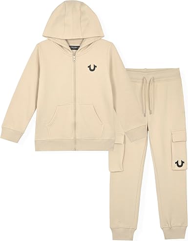 True Religion Boys 2-Piece Fleece Jogger Set, Sizes 4-12 - ayq