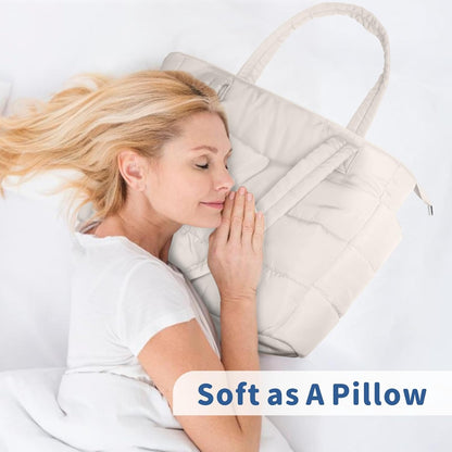 Lightweight Quilted Puffer Tote Bag for Women, Travel & Work