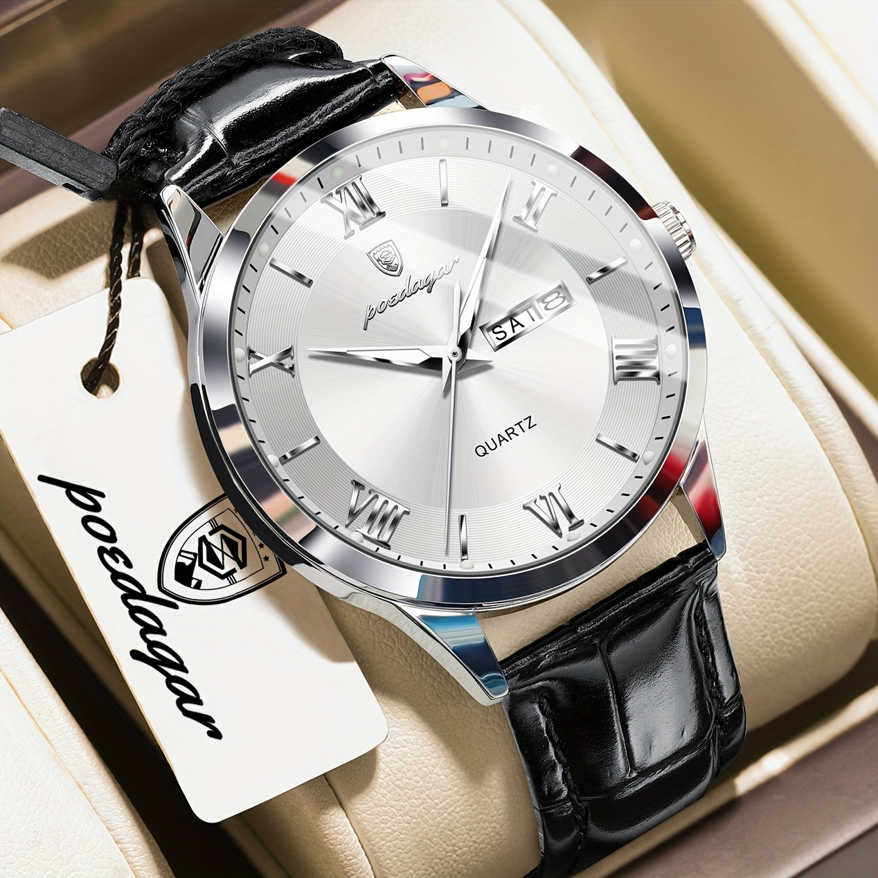 Men's Casual Quartz Watch with Luminous Dial & Date