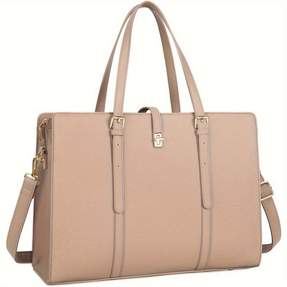Women's 15.6-Inch Faux Leather Laptop Bag Elegant Business Tote