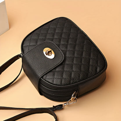2024 Trendy Shoulder Bags, Popular Diamond-Patterned Spring And Summer Women'S Black Crossbody Mini Bags, Versatile Small Bags, Authentic Multi-Layer Women'S Bags, New Fashionable Middle-Aged Bags, Three-Layer Small Square Ba