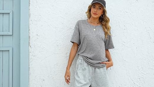 Women's Cotton Oversized Half Sleeve Crew Neck Tees - 3 Pack