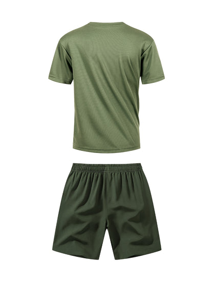 Boys' Quick-Dry Summer Shirt & Shorts Set with Reflective Strips