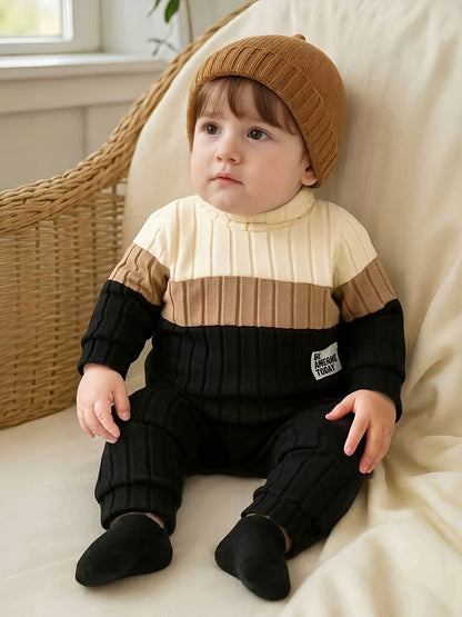Toddler Boys' Casual Color-Block Long Sleeve Top & Pants Set - ayq