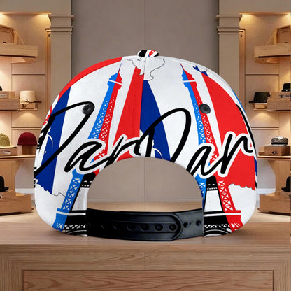 All-Season Polyester Duckbill Hat with Eiffel Tower Print