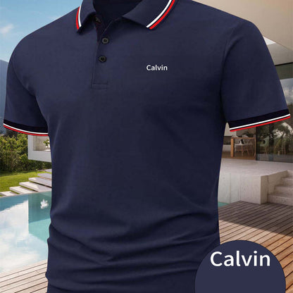 Men'S Polo Shirt with Golf Graphics, Featuring a Comfortable And Stylish Design for Summer. This Short-Sleeve Polo Is Perfect for Casual Wear, Available in Dark Blue And Black, with Printed Letters - ayq