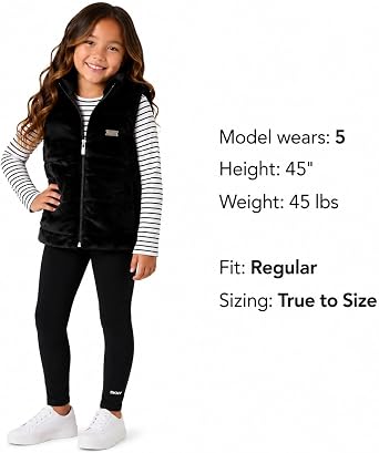 Girls 3 Piece Puffer Vest, Shirt & Flare Leggings Set