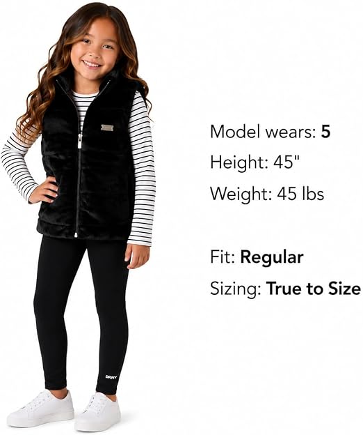 Girls 3 Piece Puffer Vest, Shirt & Flare Leggings Set
