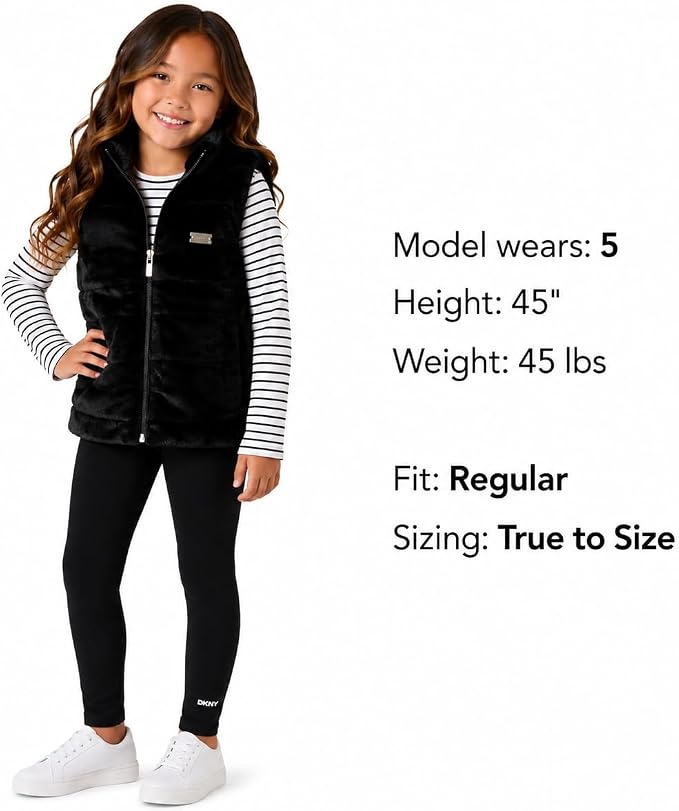 Girls 3 Piece Puffer Vest, Shirt & Flare Leggings Set
