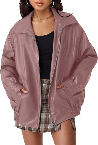Women's Oversized Faux Leather Jacket for Fall & Winter