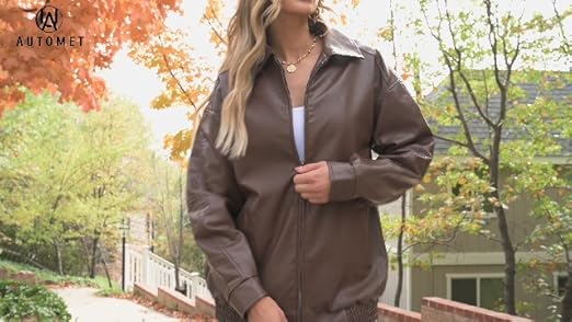 Women's Oversized Faux Leather Jacket for Fall & Winter