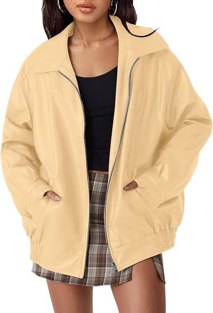 Women's Oversized Faux Leather Jacket for Fall & Winter