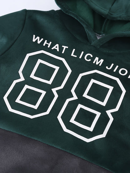 Kids Stylish Sports Outfits, Trendy Letters Print Long Sleeve Hoodie Pants Set, Baby Boy's Autumn And Winter Clothes, Outdoor Cloth