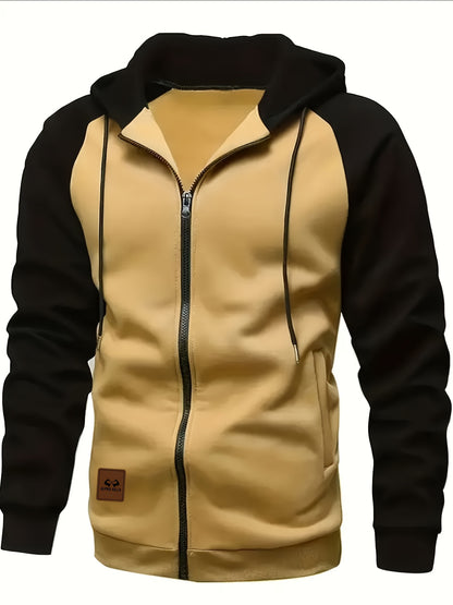 New Men's Colorful Loose Casual Sports Jacket, Zipper Hoodie for Outdoor Use, Simple Autumn Top