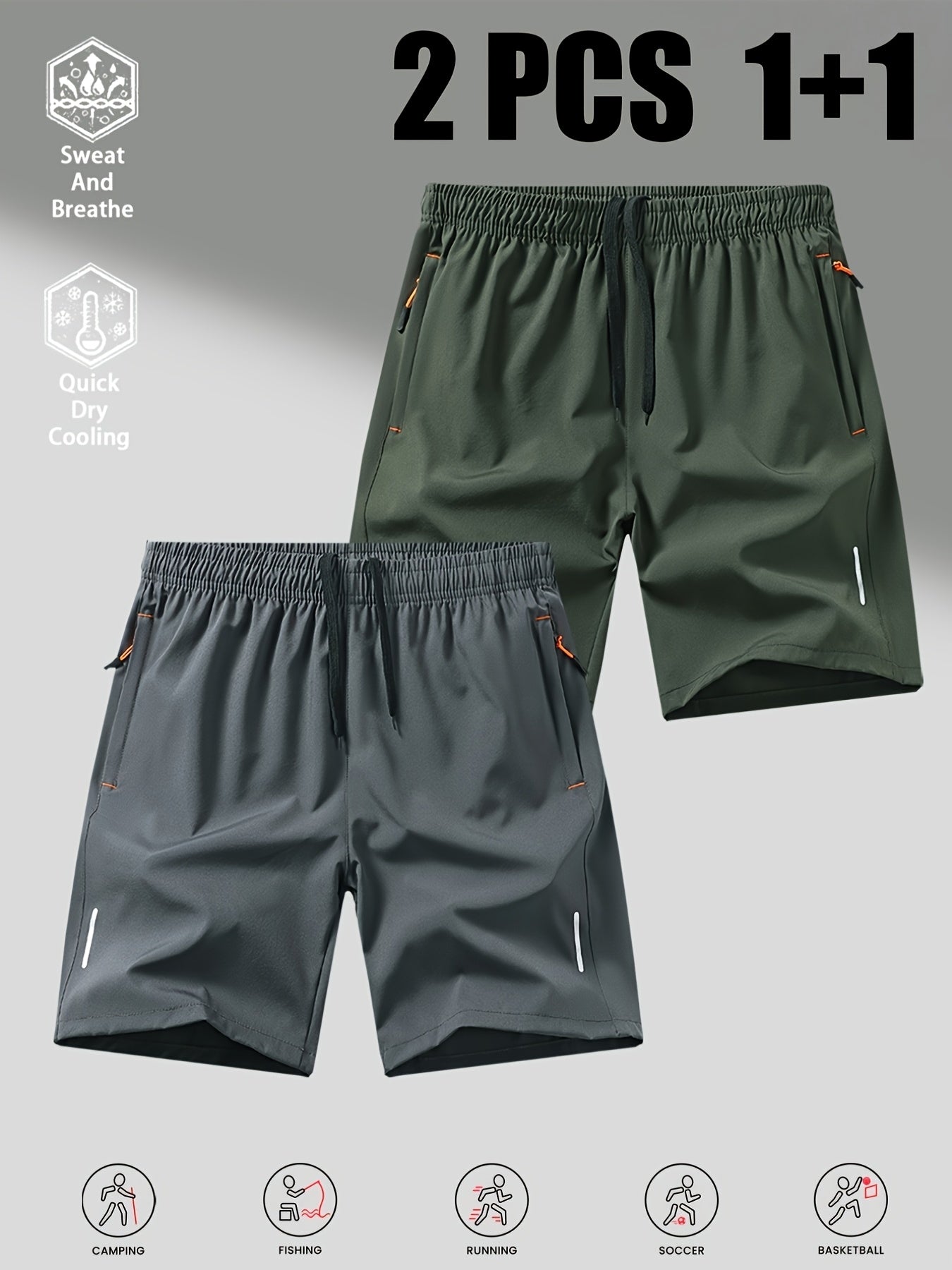 Men's Quick-Dry Casual Shorts 2-Pack for Summer Sports