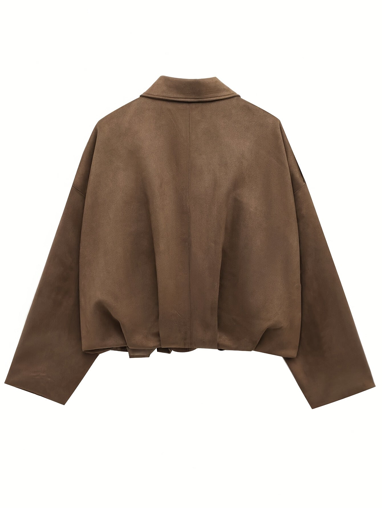 Women'S Vintage Bomber Jacket - Loose Fit Long Sleeve Zip-Up with Drop Shoulder Design, Brown Casual Outerwear for Fall/Winter, Non-Stretch Fabric, Perfect for Casual Attire, Autumn Winter Jacket | Vintage Bomber Style | Zipp