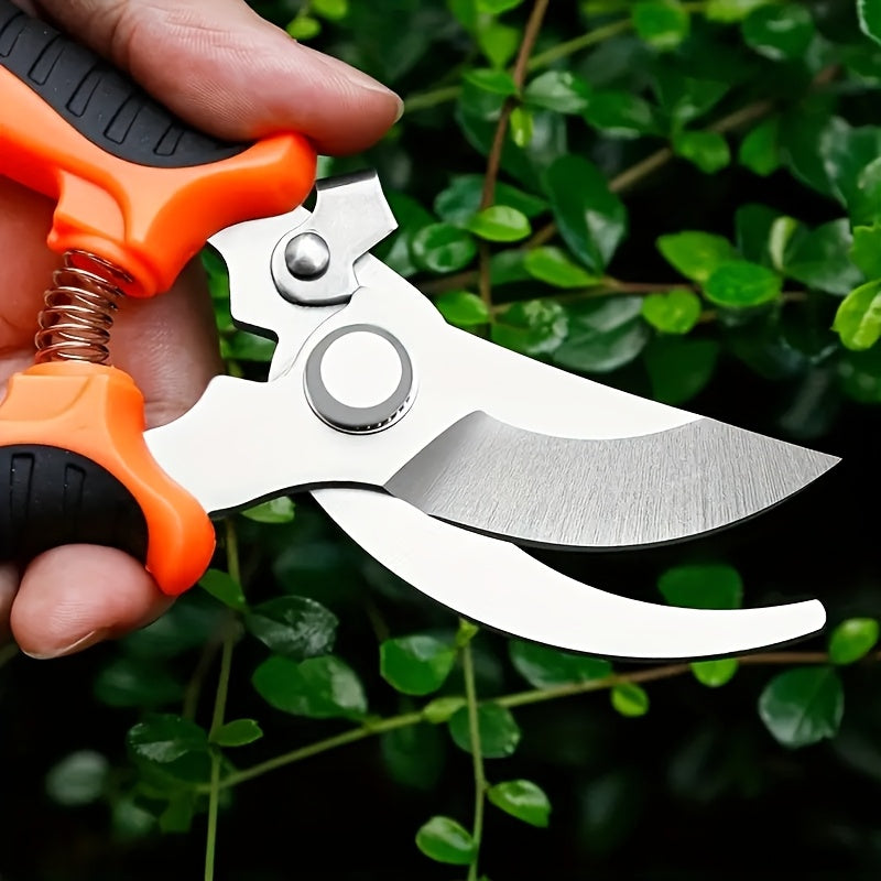 Heavy-Duty Professional Stainless Steel Pruner with Comfort Grip, Multi-Functional Garden Shears and Secateurs - Non-Slip Ergonomic Design for Effortless Spring Assisted Opening & Closing; Sharp Blades Cut Thick Branches With - ayq