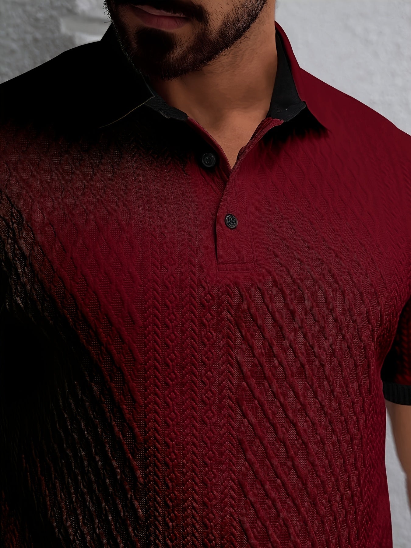 Men's Color-Blocked Argyle Polo Shirt with Collar for Summer