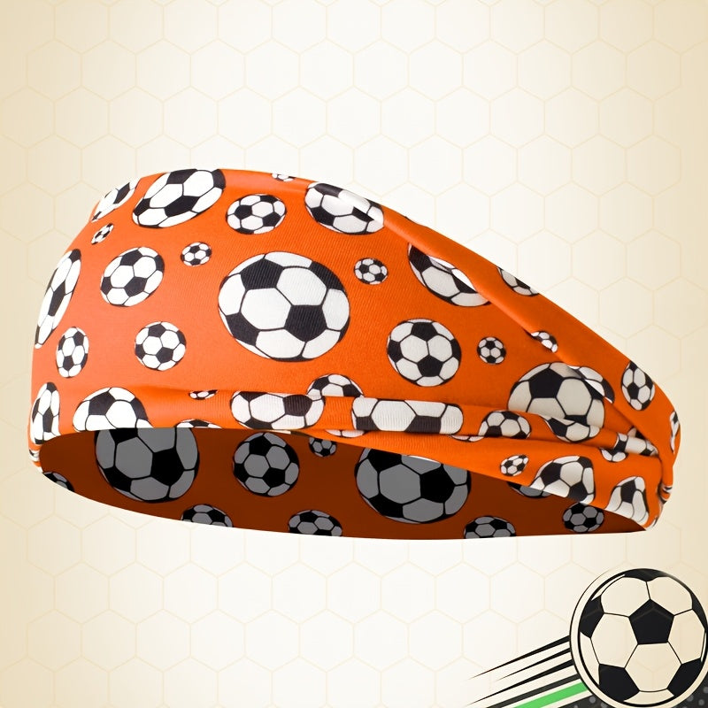 Unisex Elastic Soccer Print Headband for Training & Casual Wear