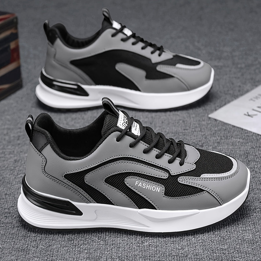 Men's Thick-Soled Casual Sneakers with Lace-Up Design