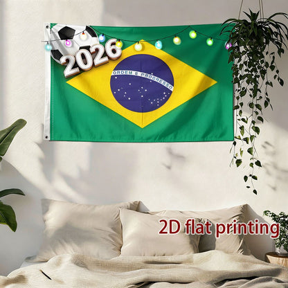 3-Color Football Fan Support Flag - Green Yellow Blue Polyester