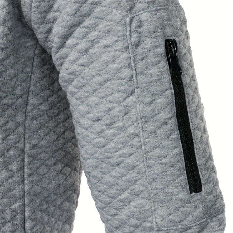 Men's Casual Full Zip Bomber Jacket, Warm Comfy Blouson Jacket For Autumn And Winter Outdoor Activity