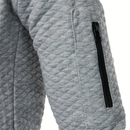 Men's Casual Full Zip Bomber Jacket, Warm Comfy Blouson Jacket For Autumn And Winter Outdoor Activity