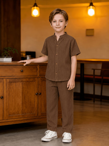 Boys' Vintage Chinese-Style Summer Set with Breathable Fabric