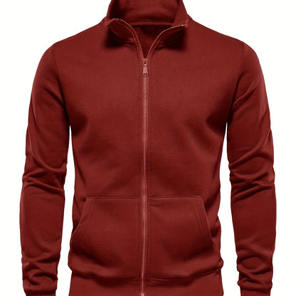 Men'S Lightweight Breathable Zip-Up Jacket - Casual Outdoor Windbreaker with Kangaroo Pocket, Soft Shell Design for Hiking, Fishing, Gym & Streetwear - Spring/Fall Layering Essential, Fishing Attire, Stylish Stand Collar, Dur