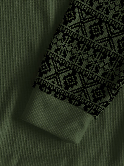 Men'S Long-Sleeve T-Shirt in a Heavy Waffle Knit for Autumn, Perfect for Casual Wear