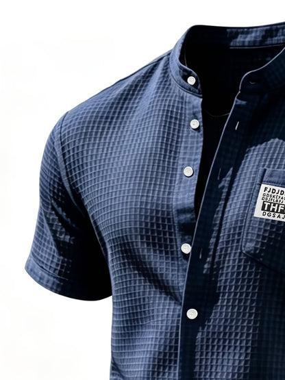 Men's Summer Waffle Knit Shirt & Shorts Set - Casual Sporty Style