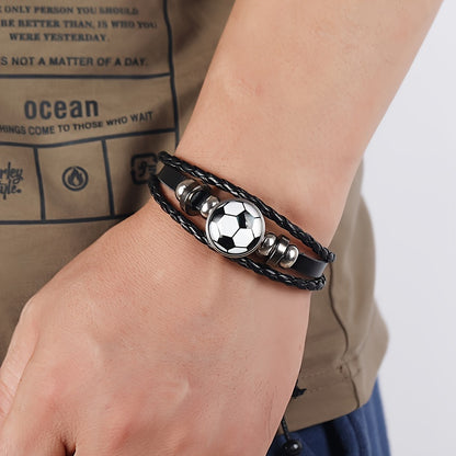 Fashionable PU Leather Football Fan Bracelet Sports Wristband