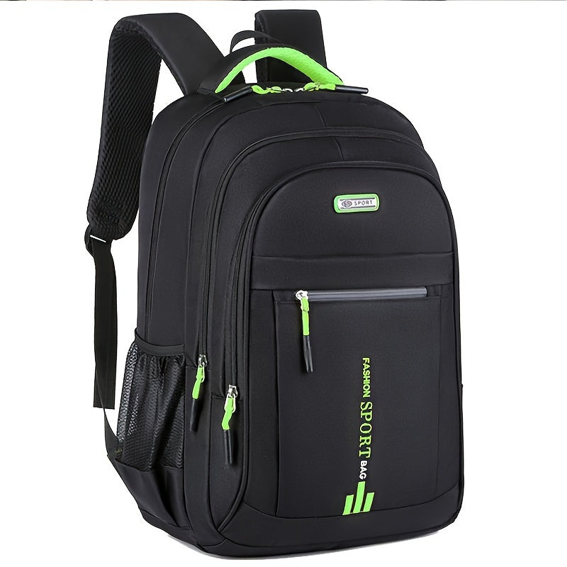 Unisex Large Capacity Travel Backpack - Durable Nylon Laptop Bag with Multiple Compartments, Business  Casual Style, Black with Green Accents, 60.96cm x 40.64cm x 8, Backpack for Travel