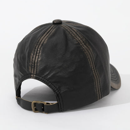 1pc/4pcs Vintage Washed PU Leather Baseball Cap for Men & Women - Adjustable High Quality Golf & Equestrian Hat, Father’s Day/Mother’s Day Gift, Casual Outdoor Sun Hat with Classic Six-Panel Design, Durable Headwear
