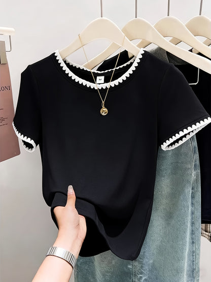 Women's Summer Cotton Crew Neck Short Sleeve T-Shirt