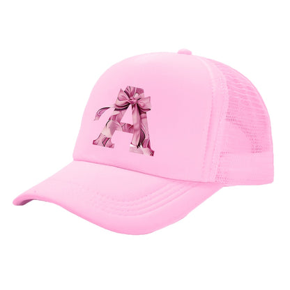 Kids Pink Mesh Bowknot Baseball Cap Breathable Lightweight