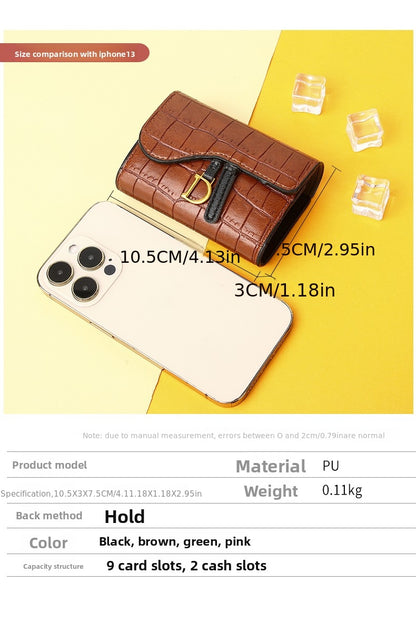 2025 New European And Style Short Wallet for Women, Featuring a Luxurious Feel with Multiple Card Slots And a Crocodile Pattern, Perfect for And Small Cards.