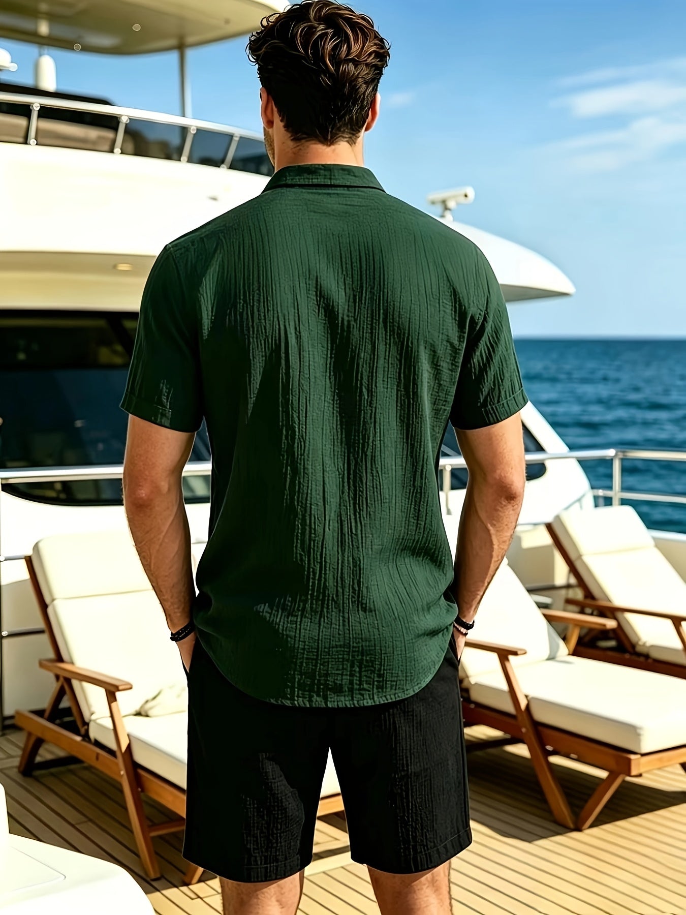 Men's Casual Summer 2-Piece Set: Stand Collar Shirt & Shorts
