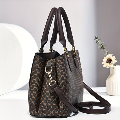Women's Elegant Quilted Tote Bag with Removable Strap - Faux Leather