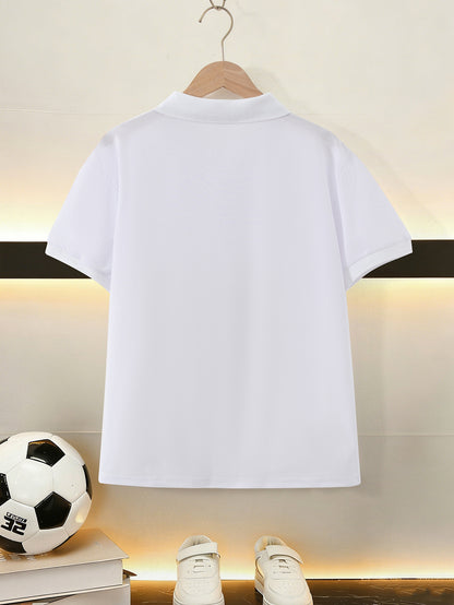 Youth Summer Polo Shirt with Creative Letter Print for Teens